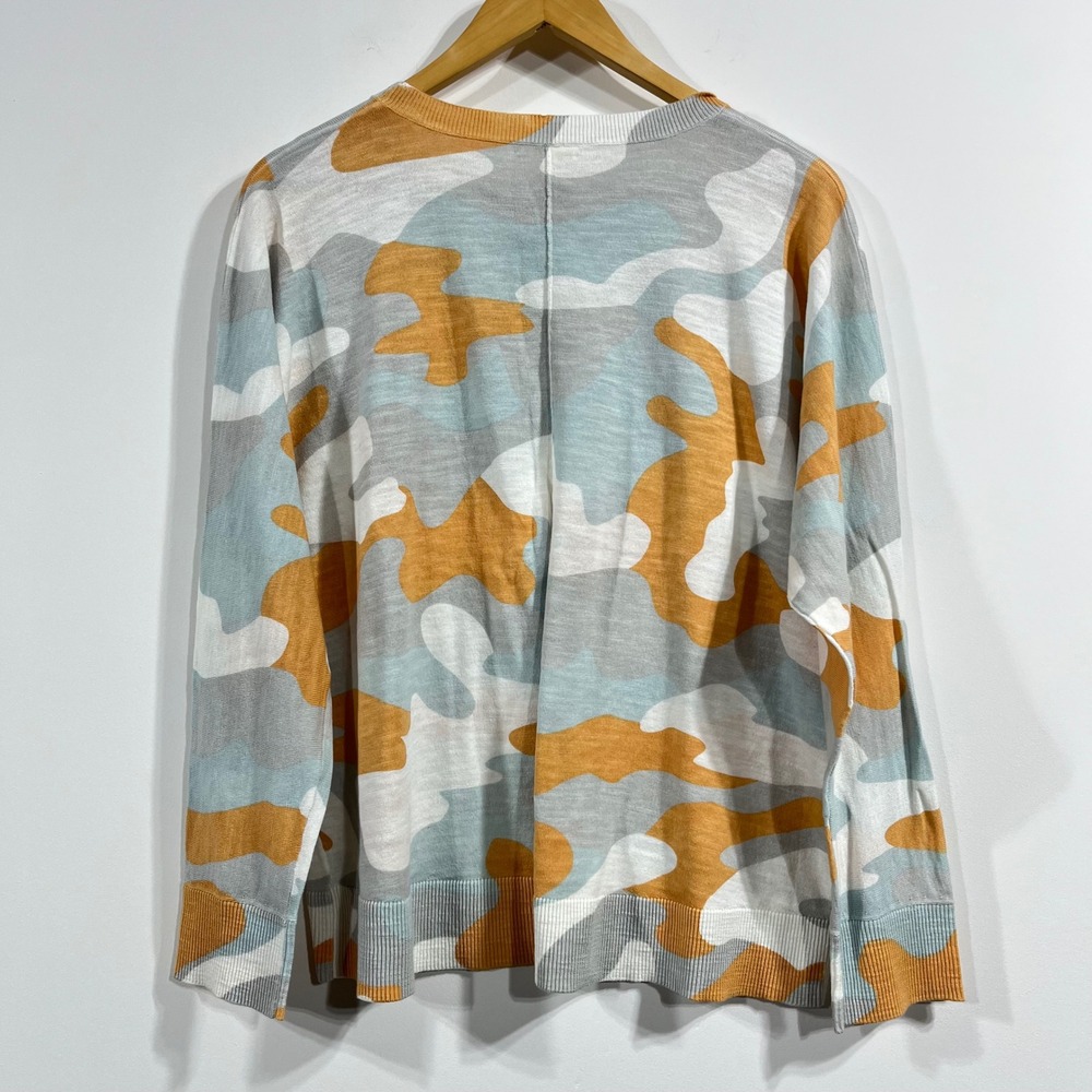 Lisa Todd Womens Camo Pop Cotton Knit Crewneck Pullover Sweater‎ Large Blue Gray - Picture 5 of 10